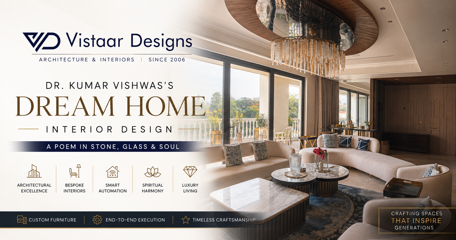 Dr. Kumar Vishwas’s Dream Home Interior Design by Vistaar Designs