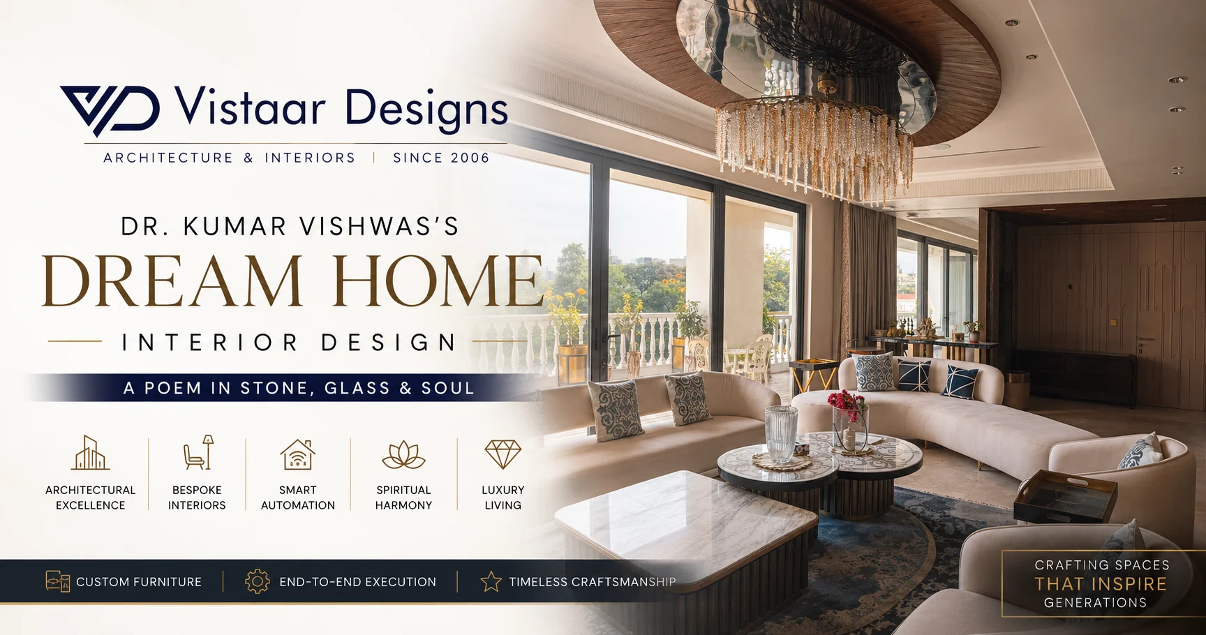 Dr. Kumar Vishwas’s Dream Home Interior Design by Vistaar Designs