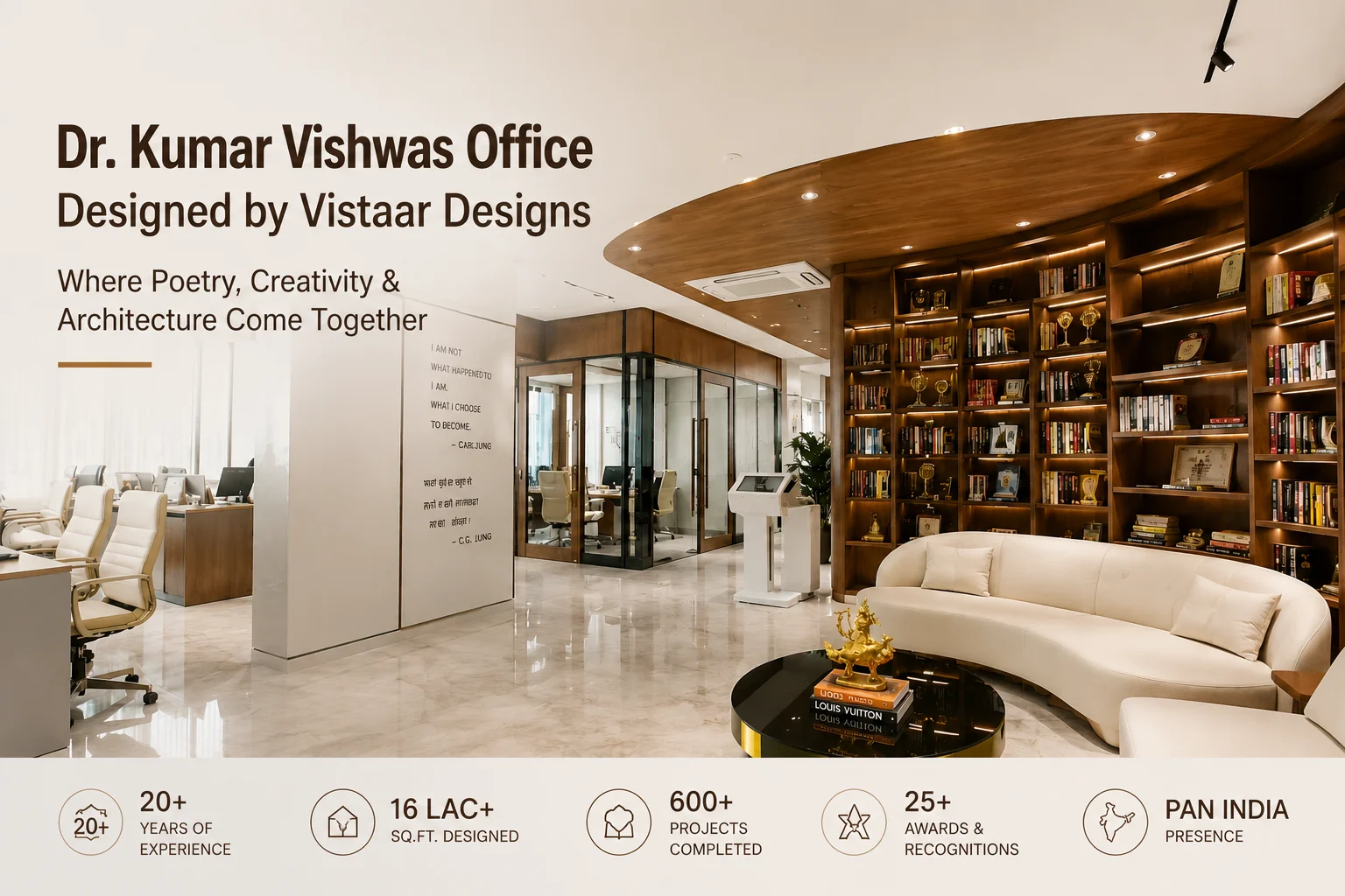 Vistaar Designs Builds a Luxury Modern Office for Dr. Kumar Vishwas & Digital Khidki